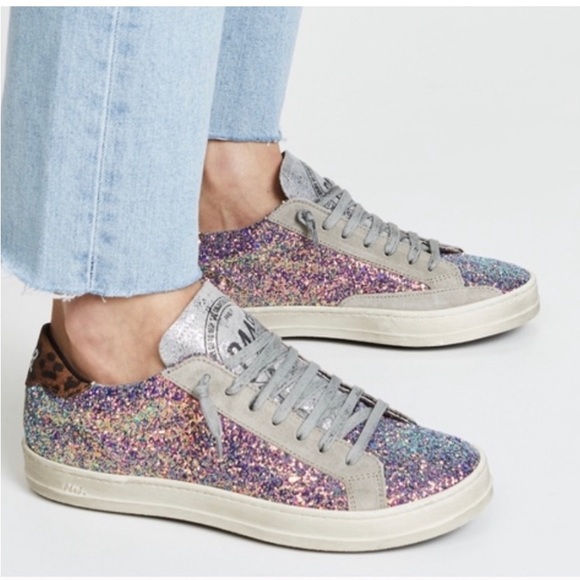 ❌SOLD❌P448 John Iridescent Glitter Low Top Sneakers Womens ✨RARE FIND✨ US 7. - Picture 3 of 16